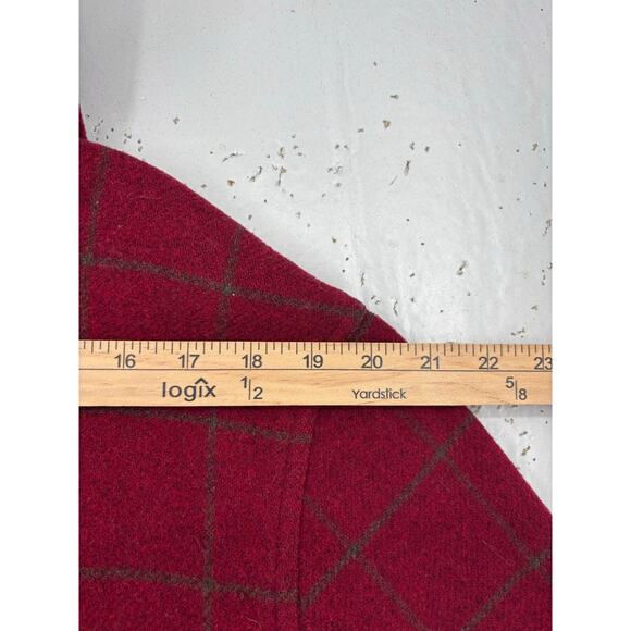Vintage LL Bean Wool Blend Chore Coat Womens Windowpane Check Medium Hooded - Picture 11 of 11